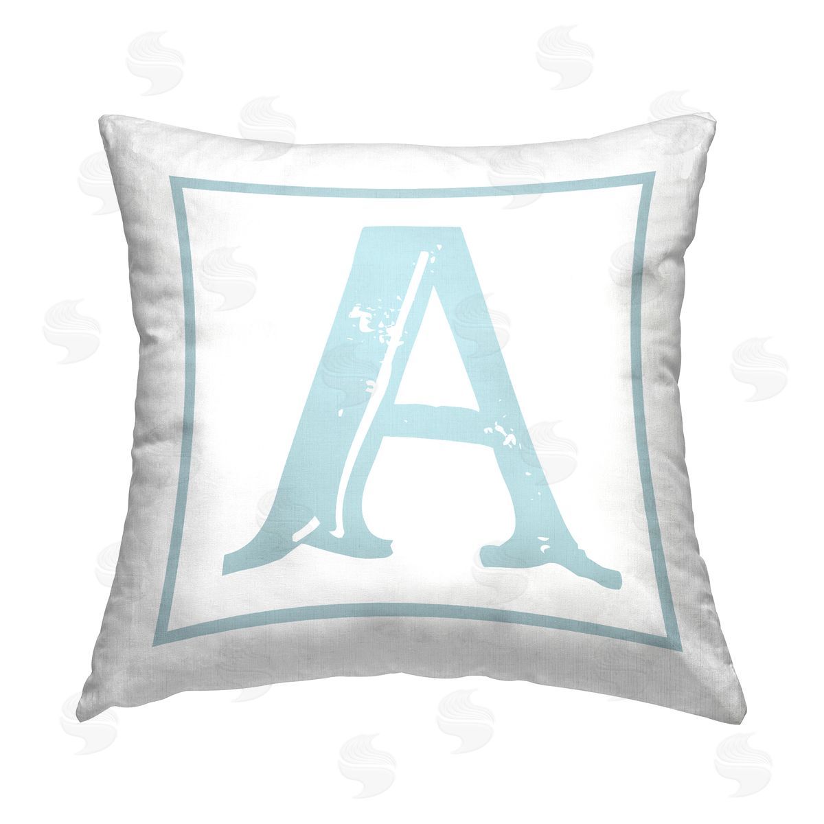 Stupell Studio Blue A Initial Letter Printed Plush Polyester Throw Pillow