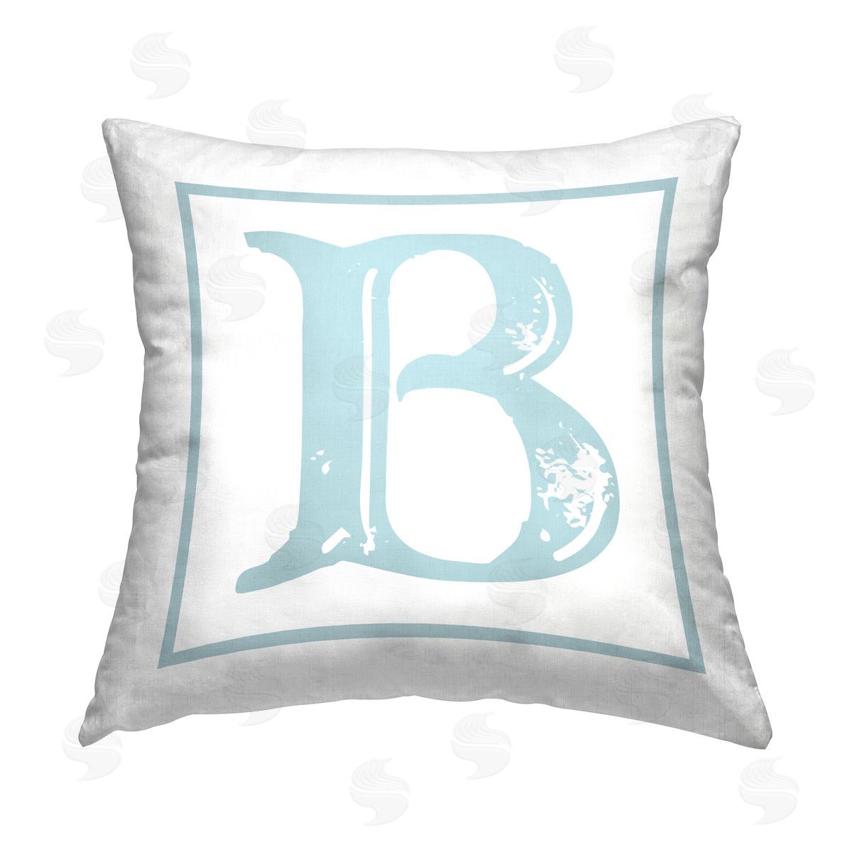 Stupell Studio Blue B Initial Letter  Printed Plush Polyester Throw Pillow