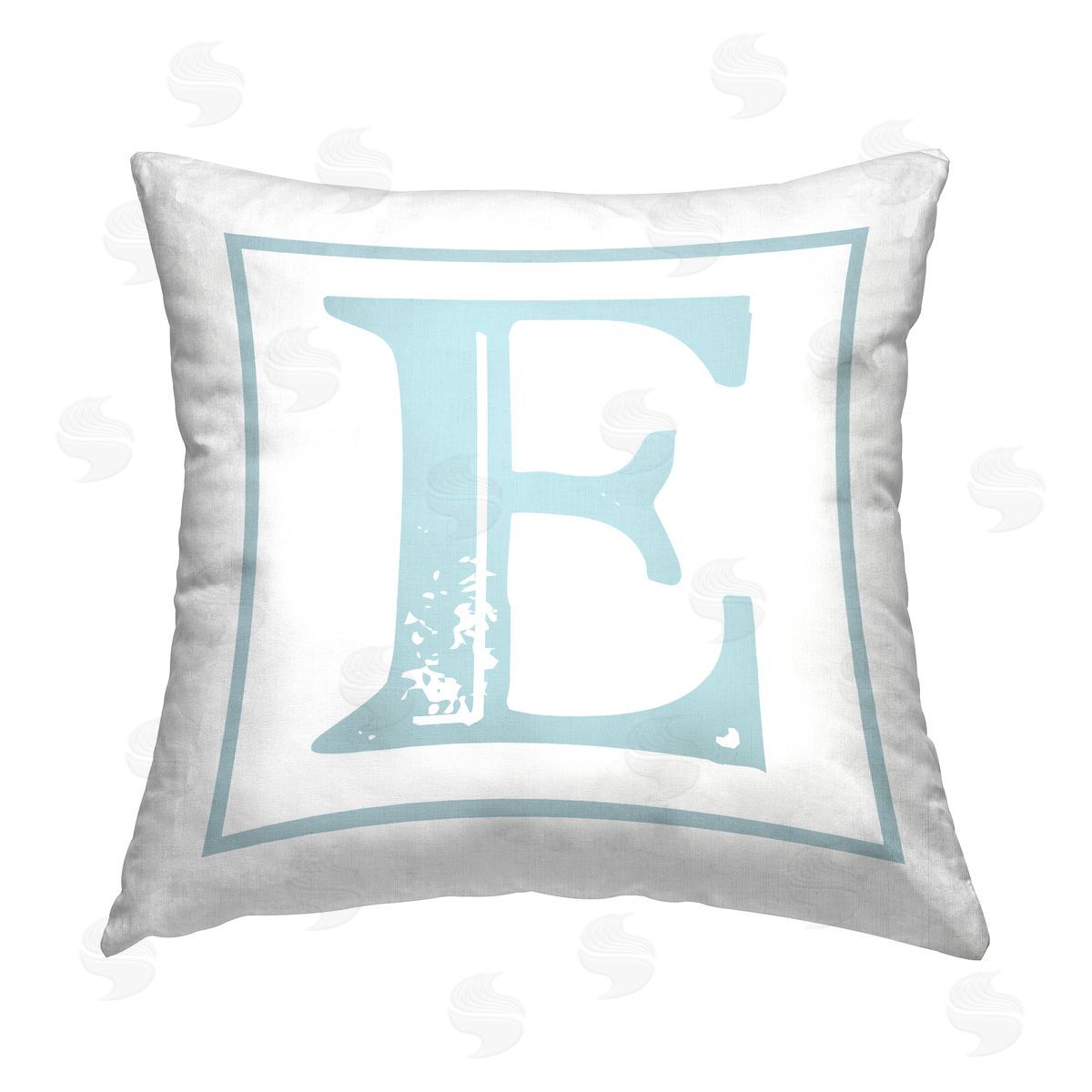 Stupell Studio Blue E Alphabet Printed Plush Polyester Throw Pillow