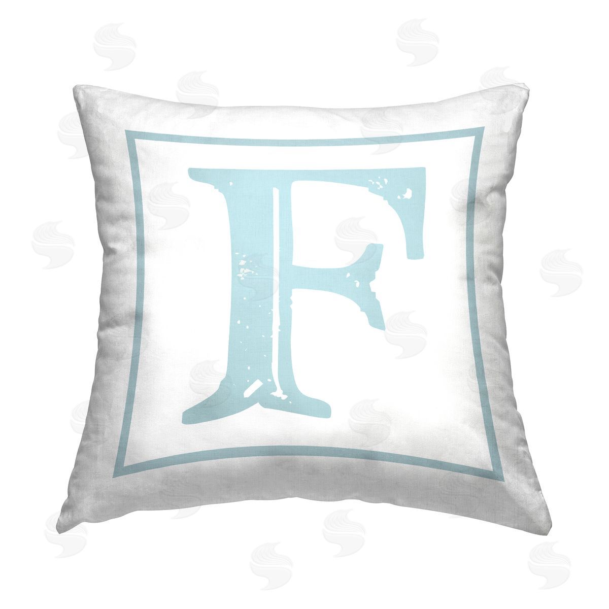 Stupell Studio Blue F Initial Letter, Blue F Initials Letter Printed Plush Polyester Throw Pillow
