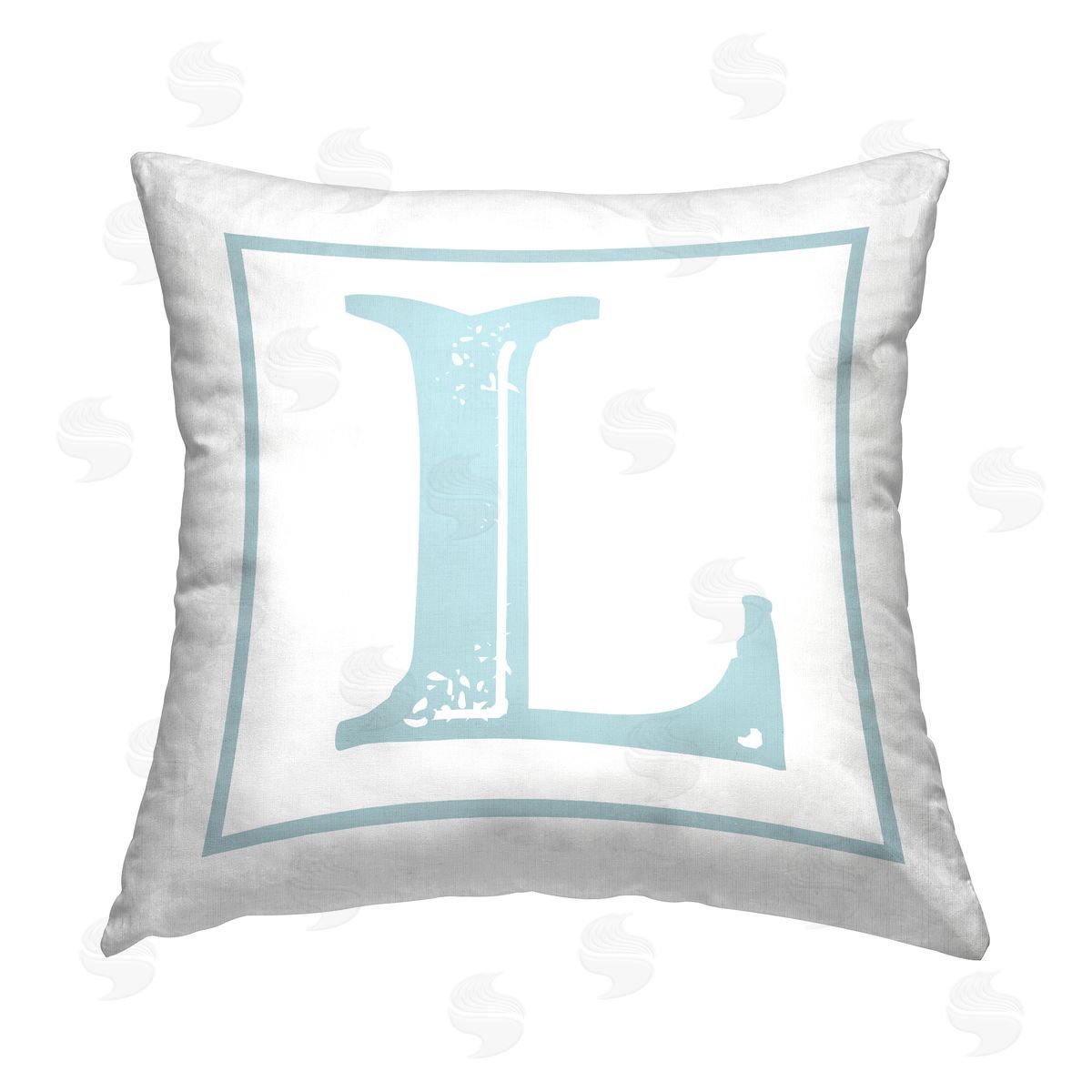Stupell Studio Blue L Initial Letter Printed Plush Polyester Throw Pillow
