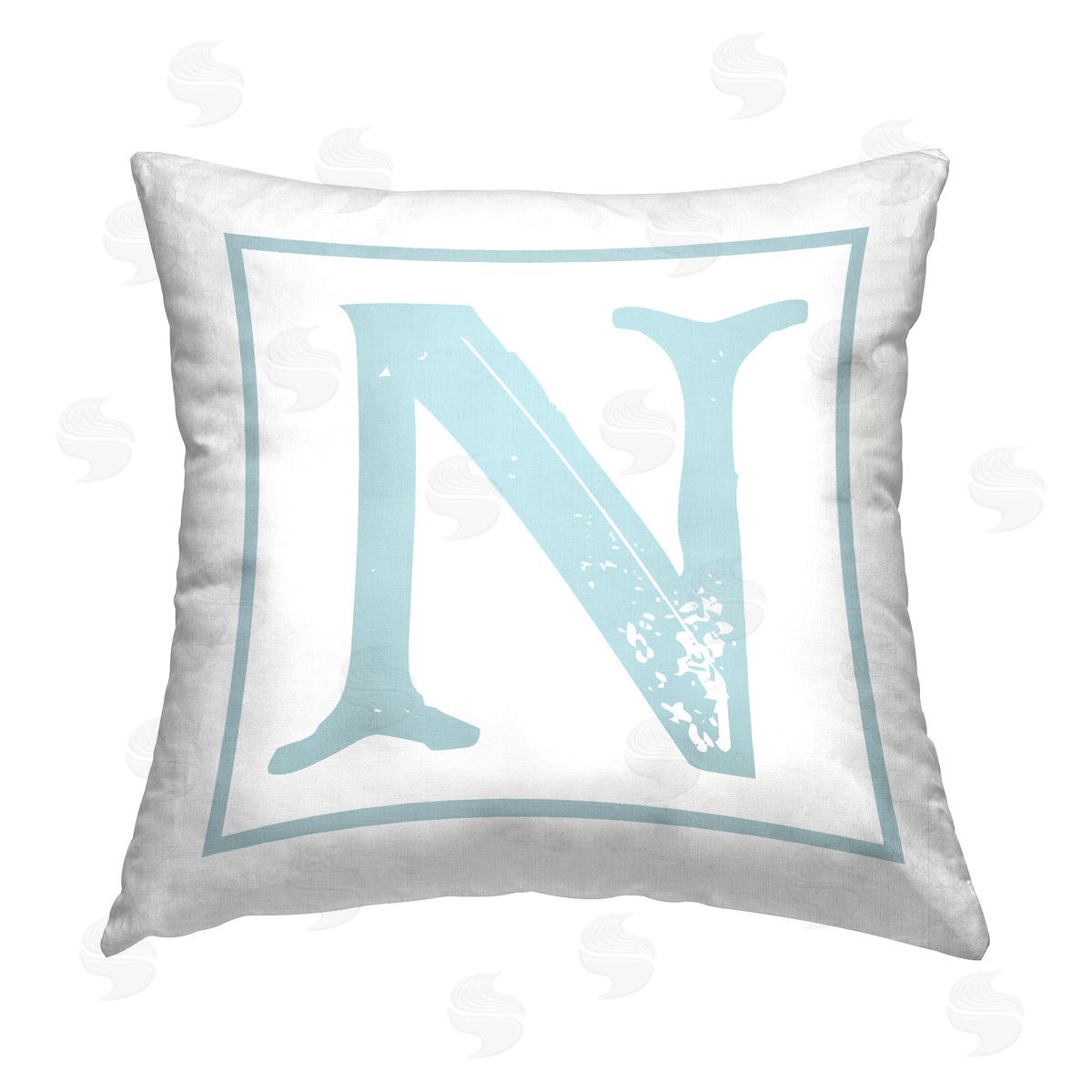 Stupell Studio Blue N Initial Printed Plush Polyester Throw Pillow