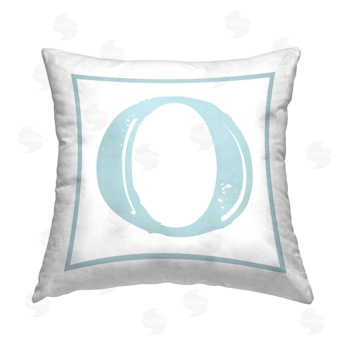 Stupell Studio Blue O Initial Letter Printed Plush Polyester Throw Pillow
