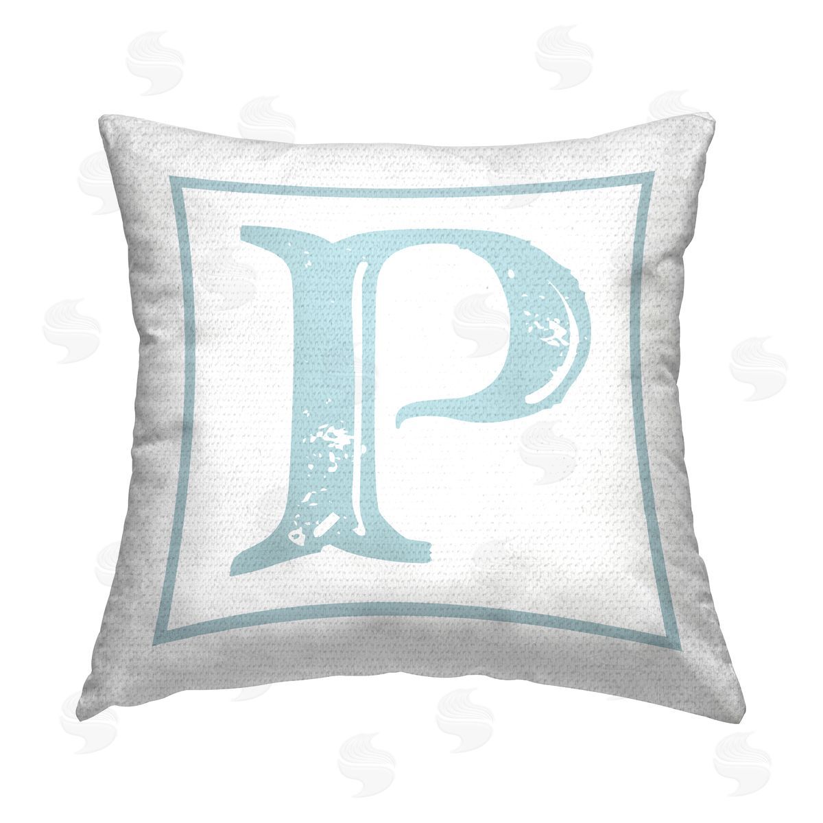 Stupell Studio Blue P Alphabet Outdoor Quick-Dry Polyester Printed Throw Pillow