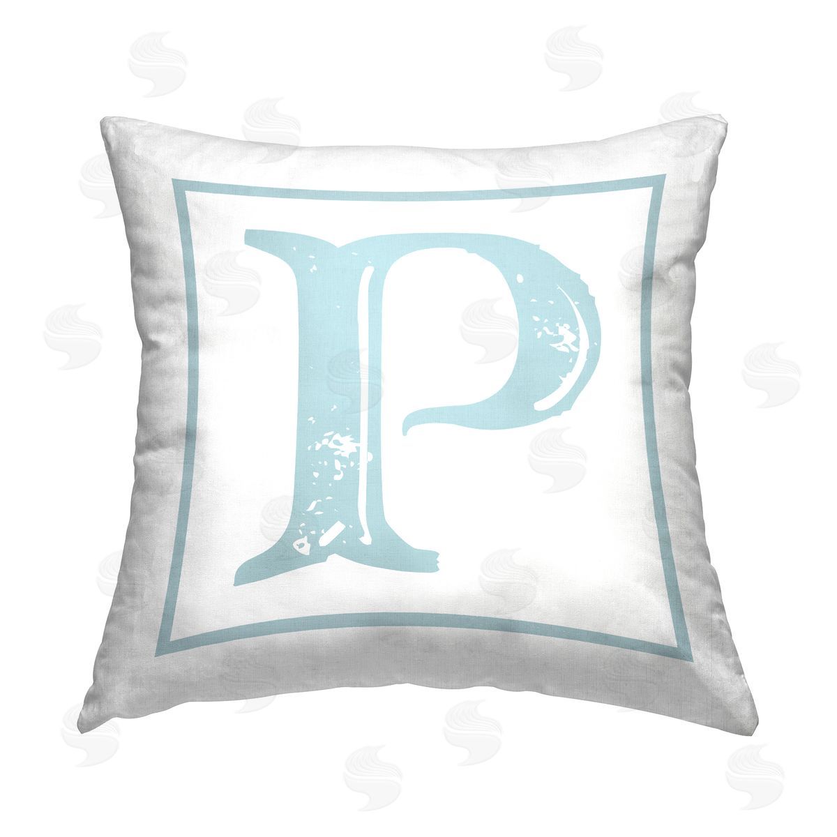 Stupell Studio Blue P Alphabet Printed Plush Polyester Throw Pillow