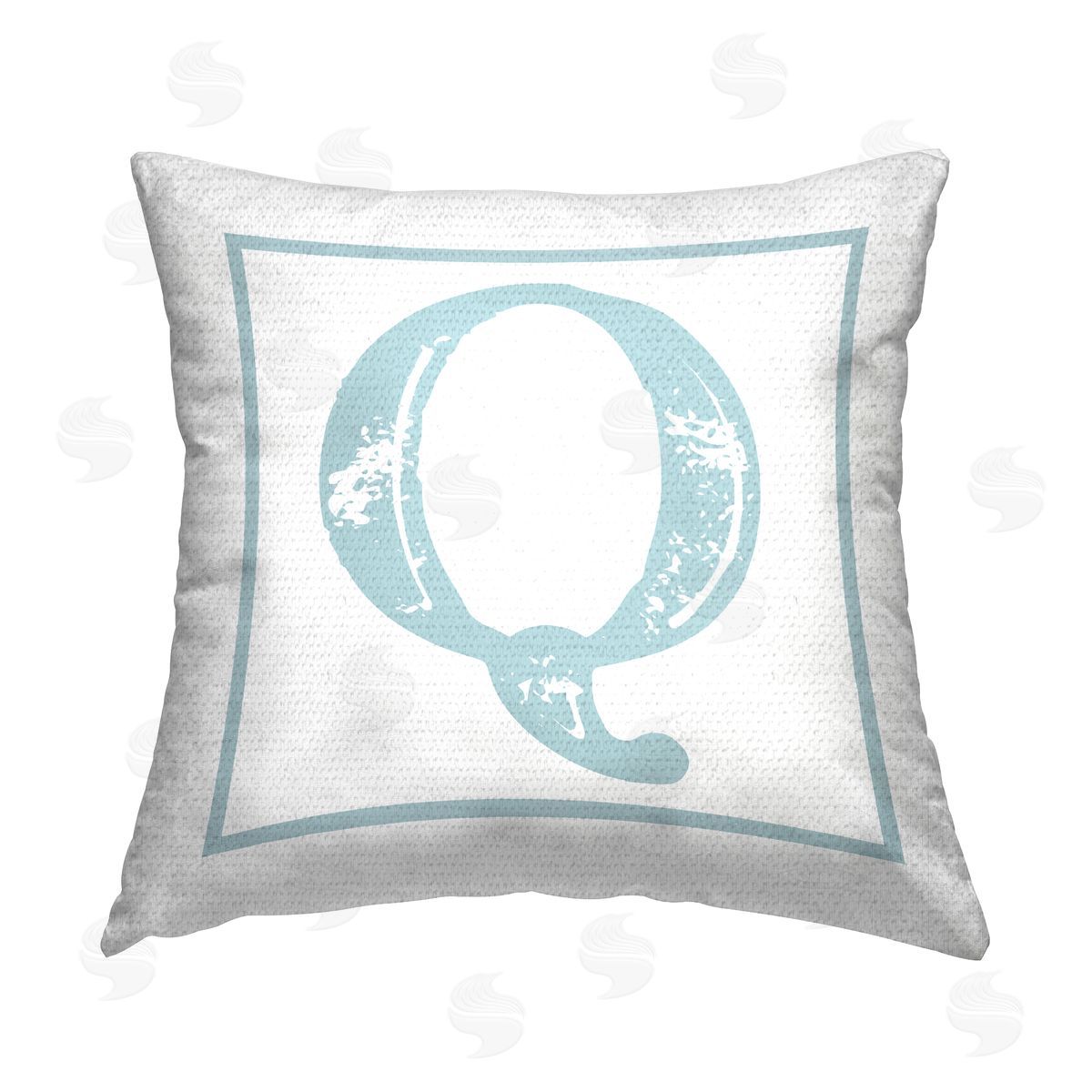 Stupell Studio Blue Q Letter Initial Outdoor Quick-Dry Polyester Printed Throw Pillow