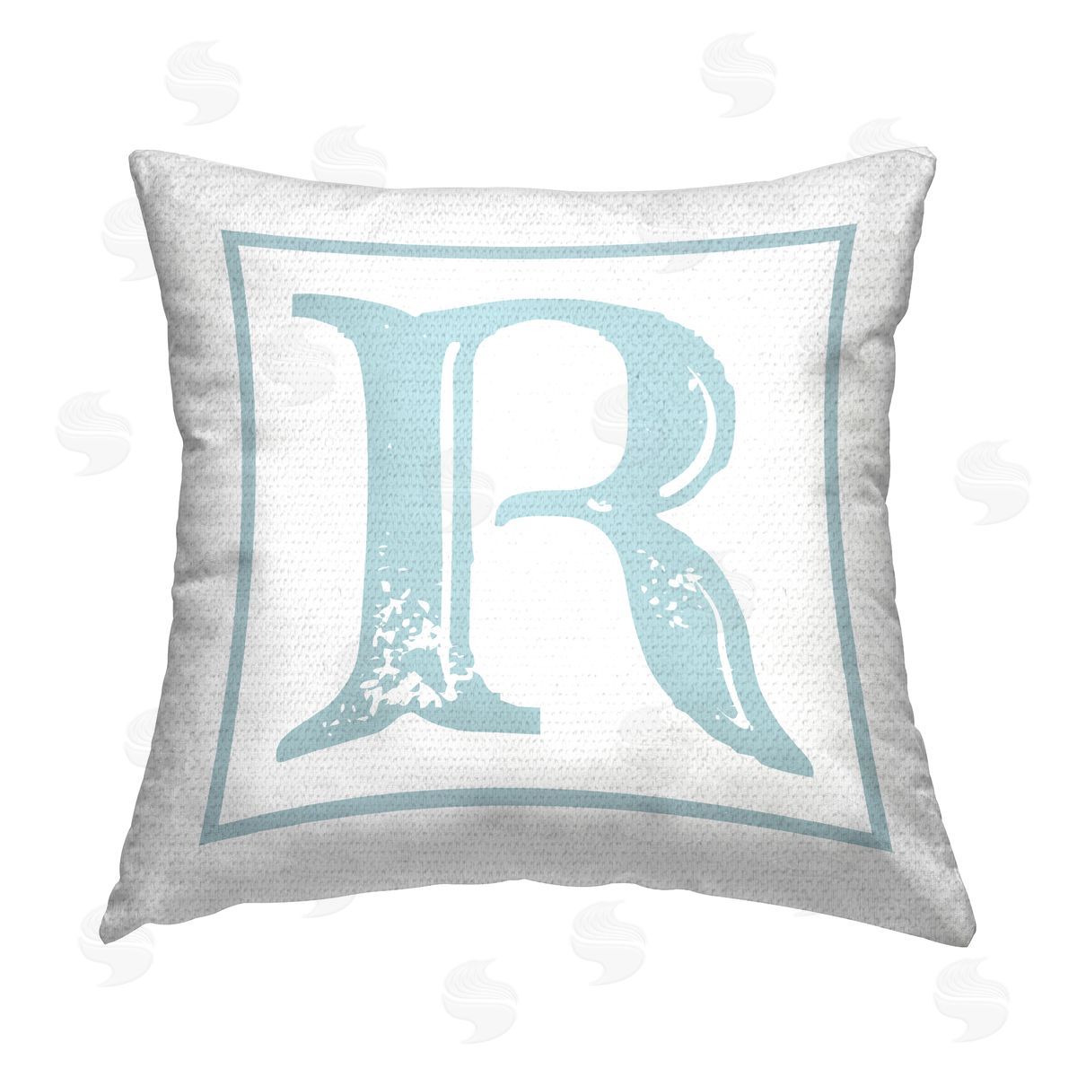 Stupell Studio Blue R Initial Letter Outdoor Quick-Dry Polyester Printed Throw Pillow
