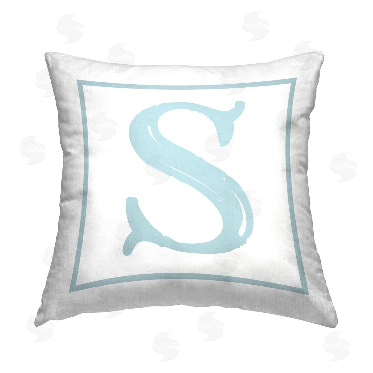Stupell Studio Blue S Alphabet Initial Printed Plush Polyester Throw Pillow