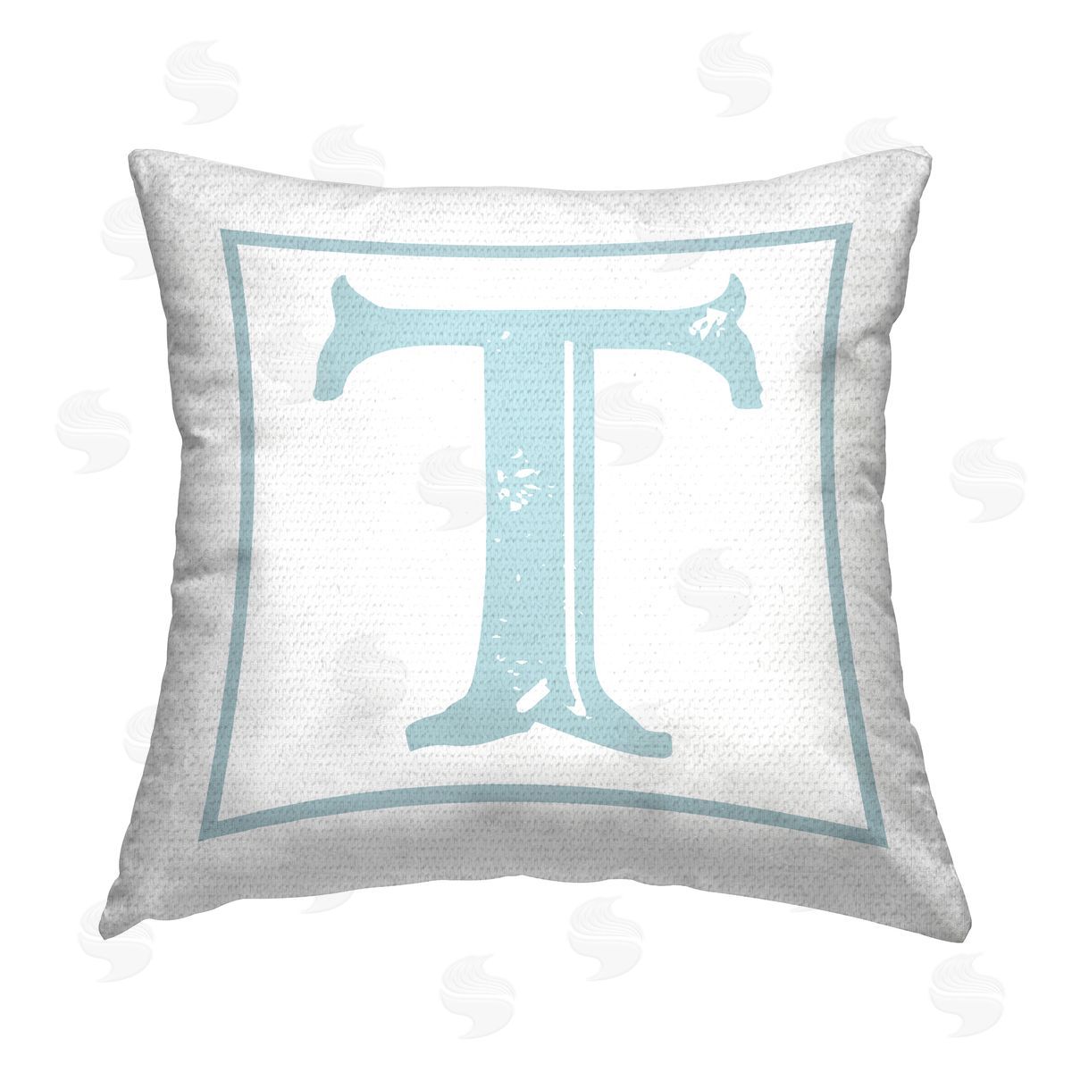 Stupell Studio Blue T Letter Initial Outdoor Quick-Dry Polyester Printed Throw Pillow