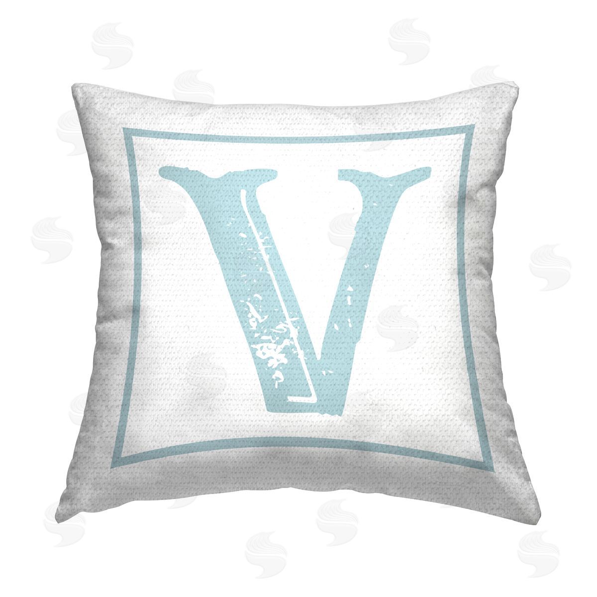 Stupell Studio Blue V Letter Initial Outdoor Quick-Dry Polyester Printed Throw Pillow