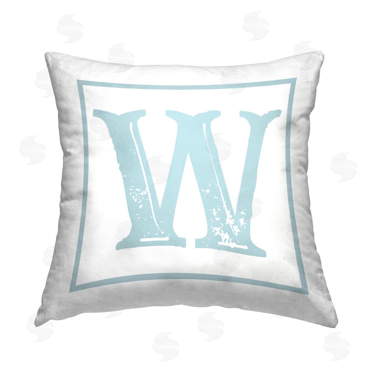 Stupell Studio Blue W Initial Letter Printed Plush Polyester Throw Pillow