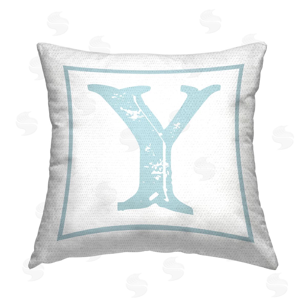 Stupell Studio Blue Y Alphabet Initial Outdoor Quick-Dry Polyester Printed Throw Pillow