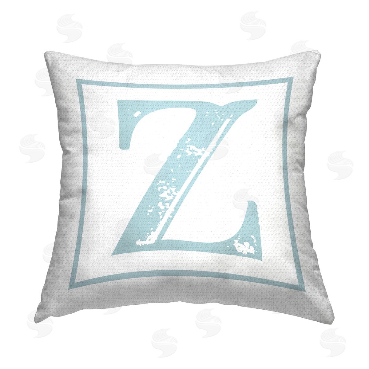Stupell Studio Blue Z Alphabet Letter Outdoor Quick-Dry Polyester Printed Throw Pillow