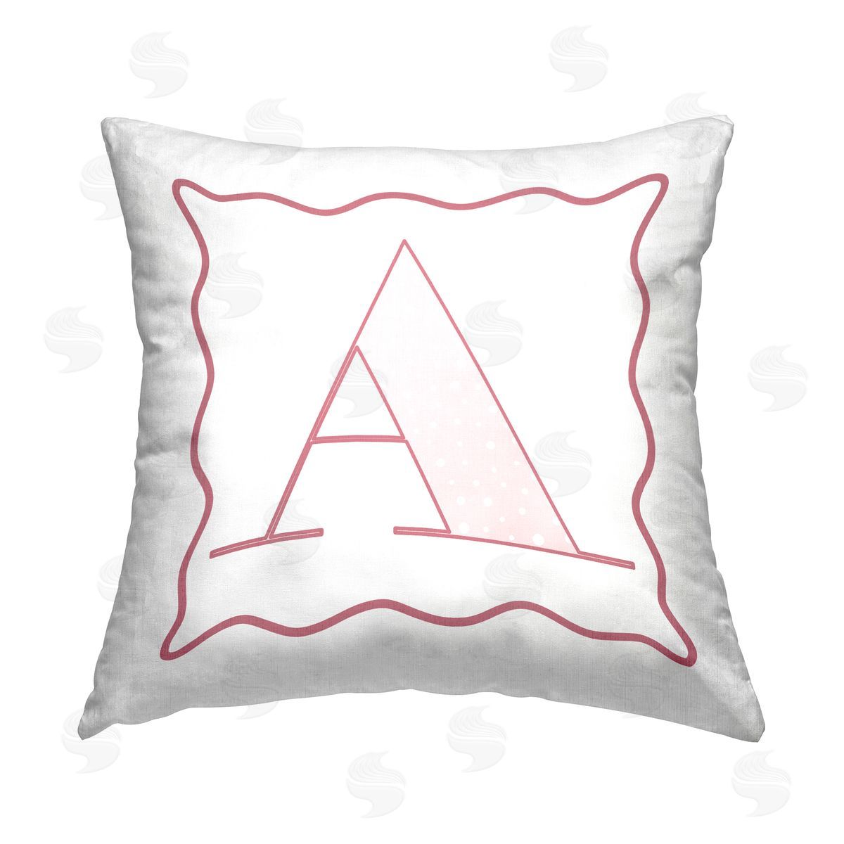 Stupell Studio Pink A Initial Letter Printed Plush Polyester Throw Pillow