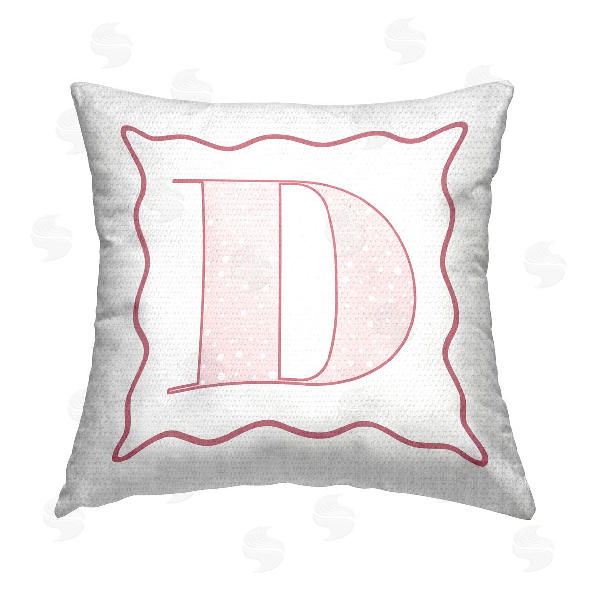 Stupell Studio Pink D Patterned Initial Outdoor Quick-Dry Polyester Printed Throw Pillow