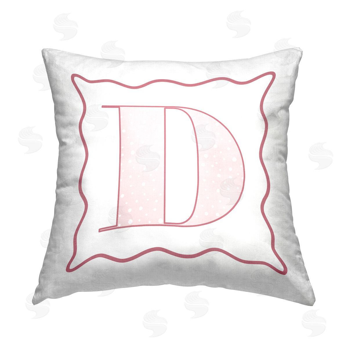 Stupell Studio Pink D Patterned Initial Printed Plush Polyester Throw Pillow