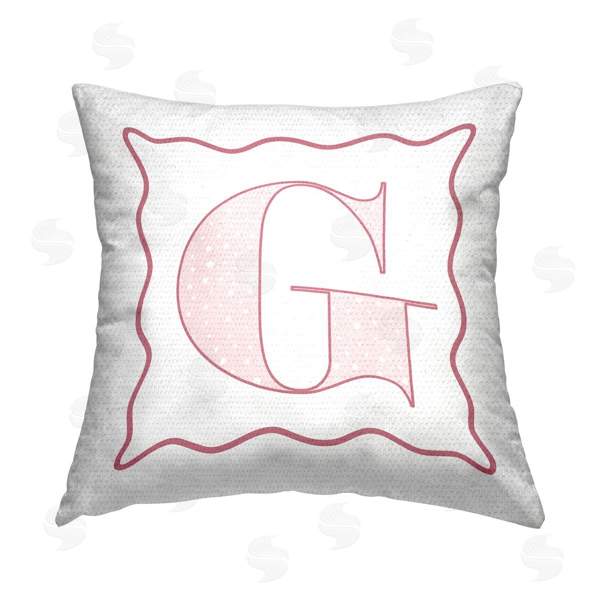 Stupell Studio Pink G Patterned Initial Outdoor Quick-Dry Polyester Printed Throw Pillow