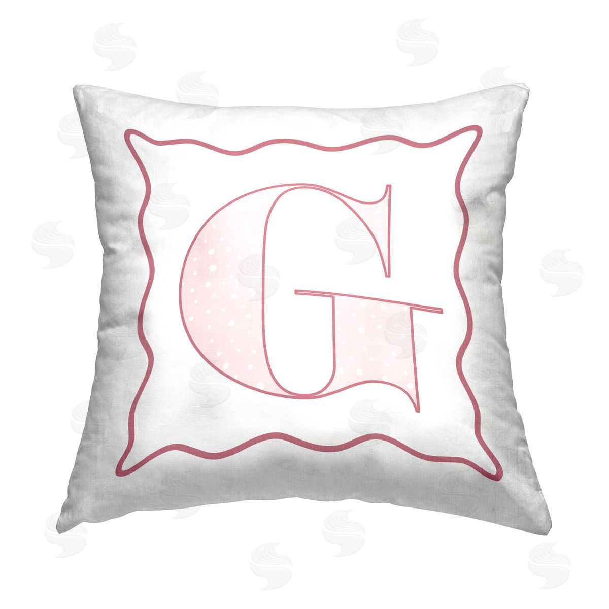 Stupell Studio Pink G Patterned Initial Printed Plush Polyester Throw Pillow