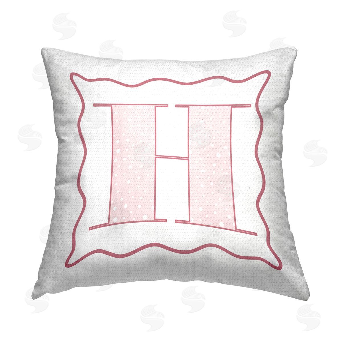 Stupell Studio Pink Patterned H Initial Outdoor Quick-Dry Polyester Printed Throw Pillow