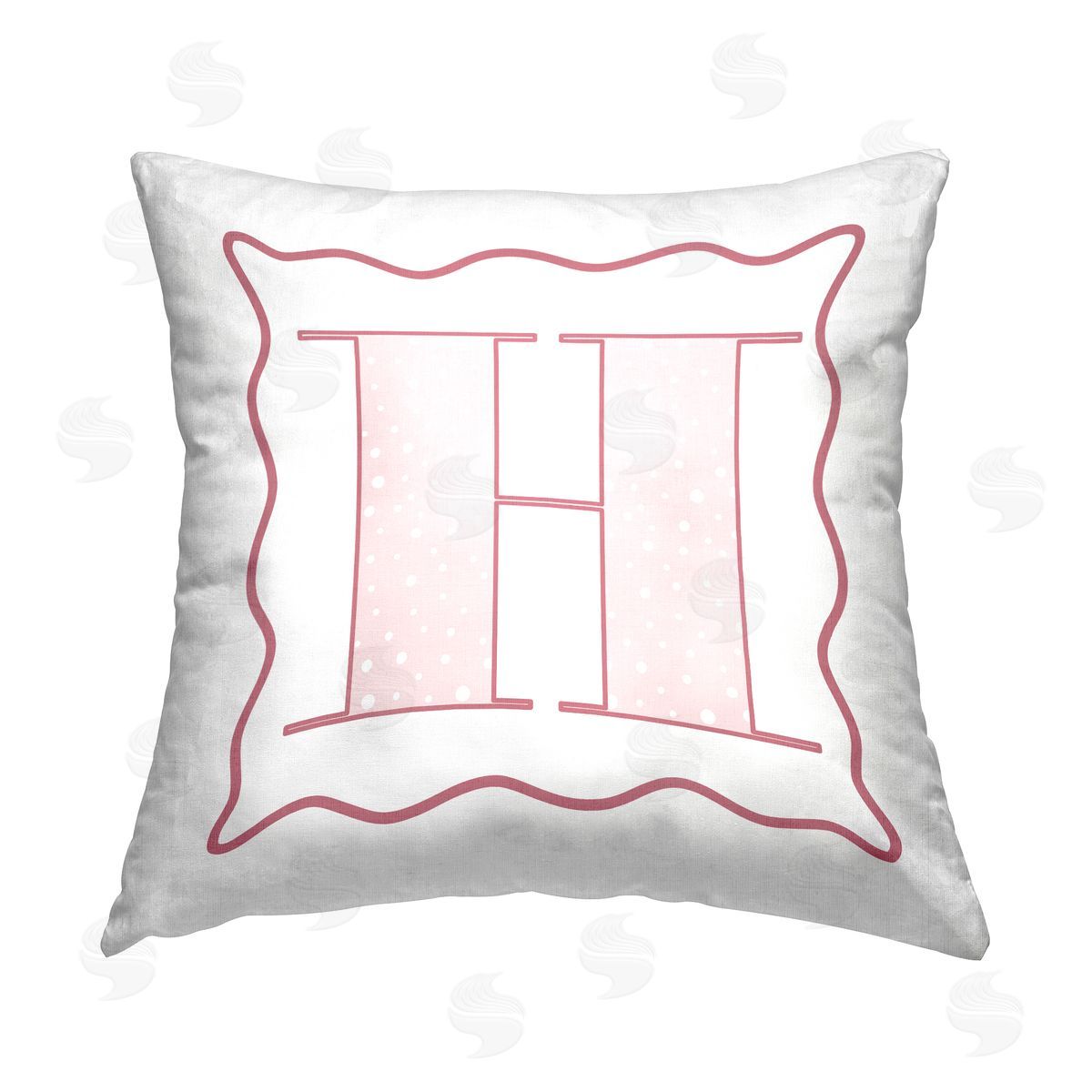 Stupell Studio Pink Patterned H Initial Printed Plush Polyester Throw Pillow