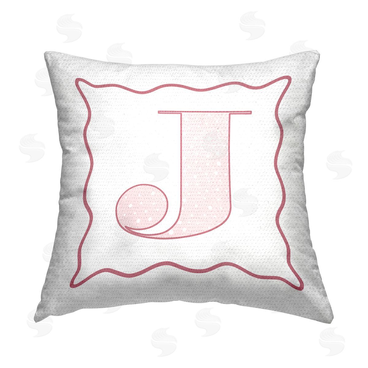 Stupell Studio Pink J Patterned Initial Outdoor Quick-Dry Polyester Printed Throw Pillow