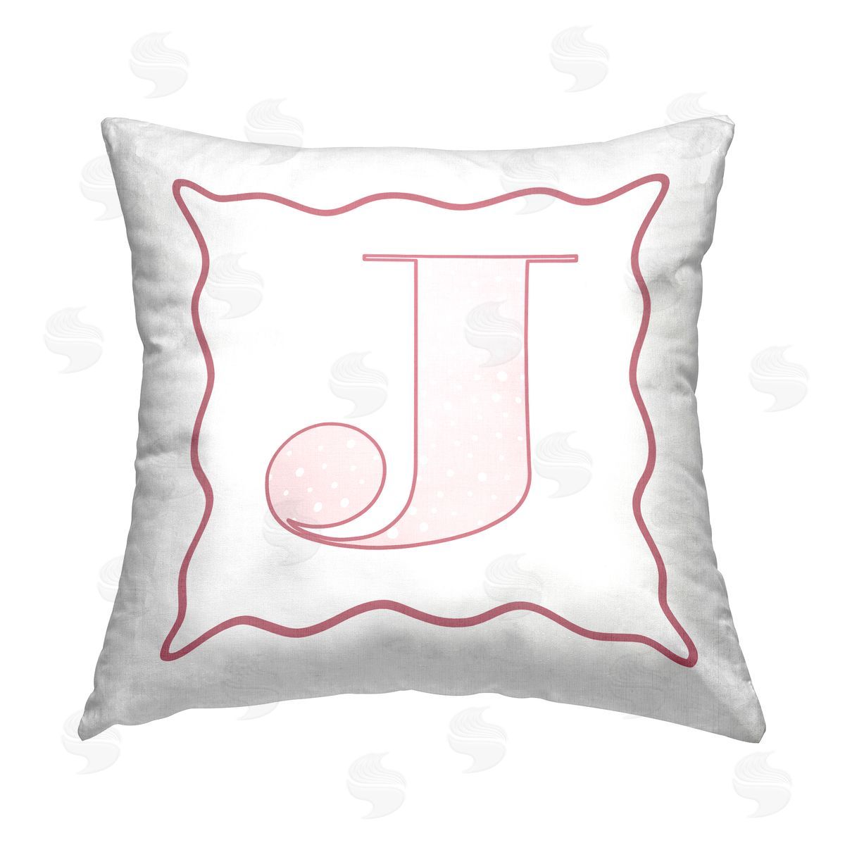 Stupell Studio Pink J Patterned Initial Printed Plush Polyester Throw Pillow
