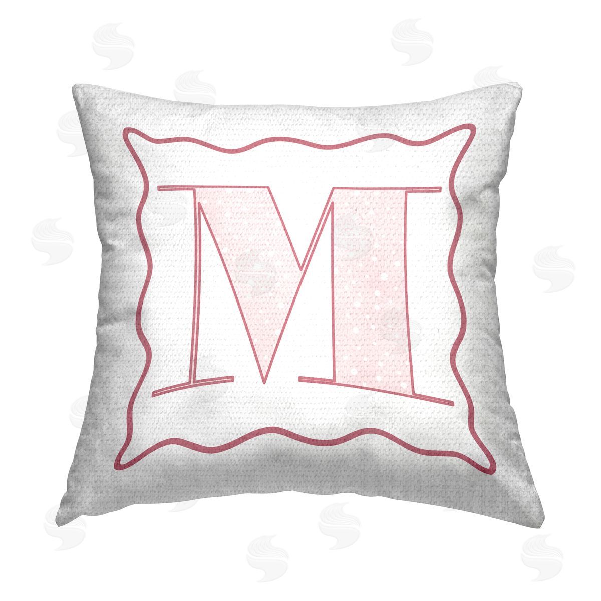 Stupell Studio Patterned Pink M Letter Outdoor Quick-Dry Polyester Printed Throw Pillow