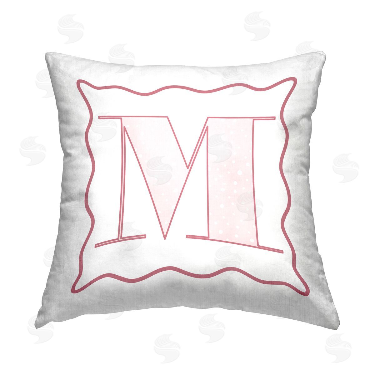 Stupell Studio Patterned Pink M Letter Printed Plush Polyester Throw Pillow