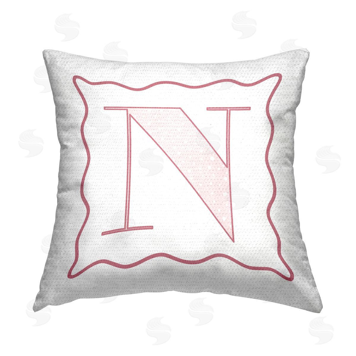 Stupell Studio Patterned Pink N Initial Outdoor Quick-Dry Polyester Printed Throw Pillow