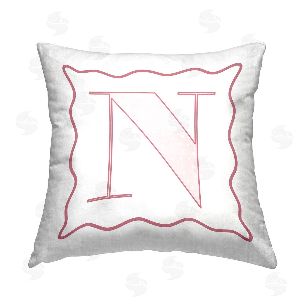 Stupell Studio Patterned Pink N Initial Printed Plush Polyester Throw Pillow