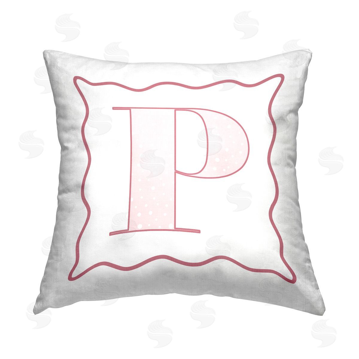Stupell Studio Pink P Patterned Initial Printed Plush Polyester Throw Pillow