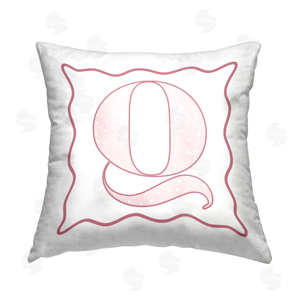 Stupell Studio Pink Patterned Q Initial Printed Plush Polyester Throw Pillow