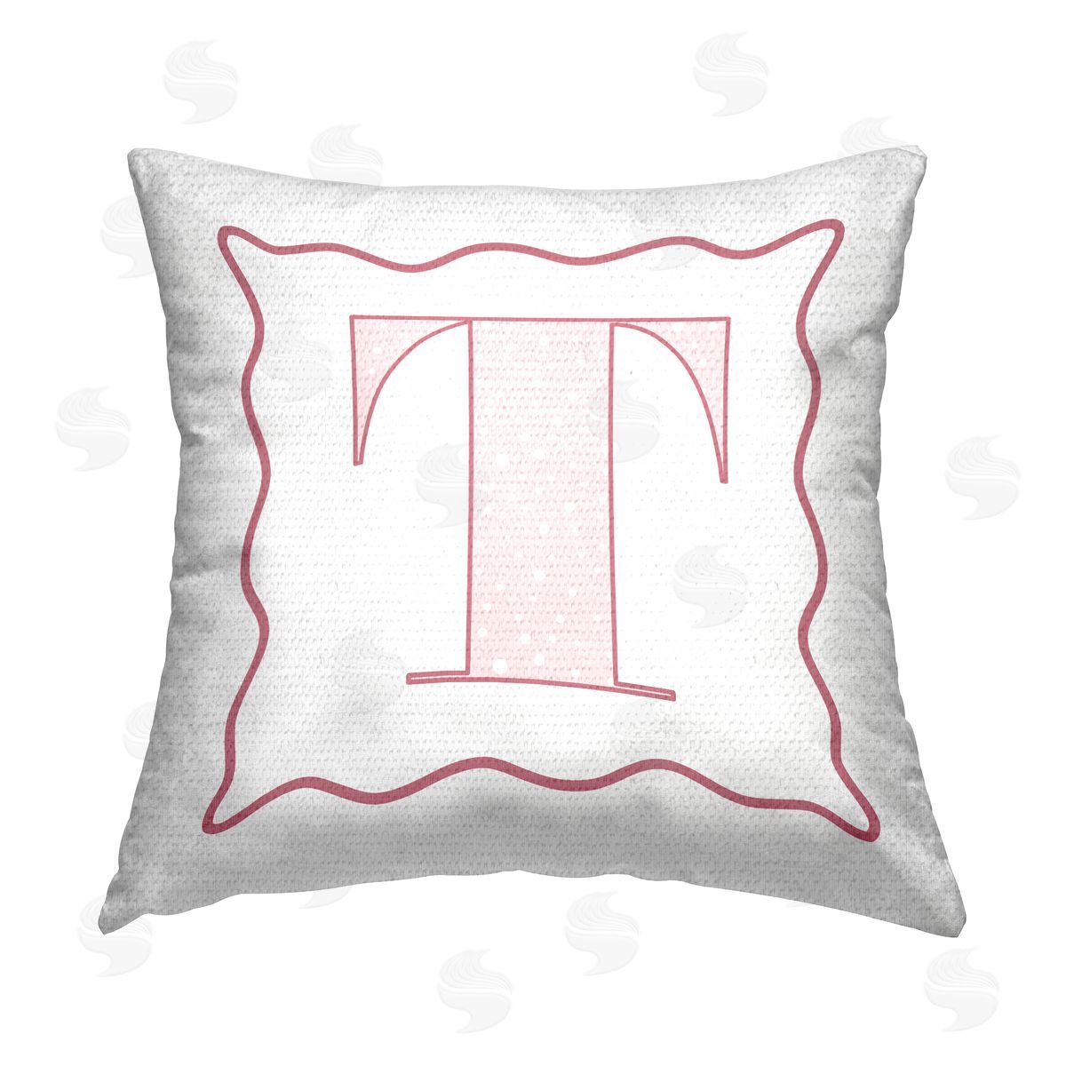 Stupell Studio Patterned Pink T Initial Outdoor Quick-Dry Polyester Printed Throw Pillow