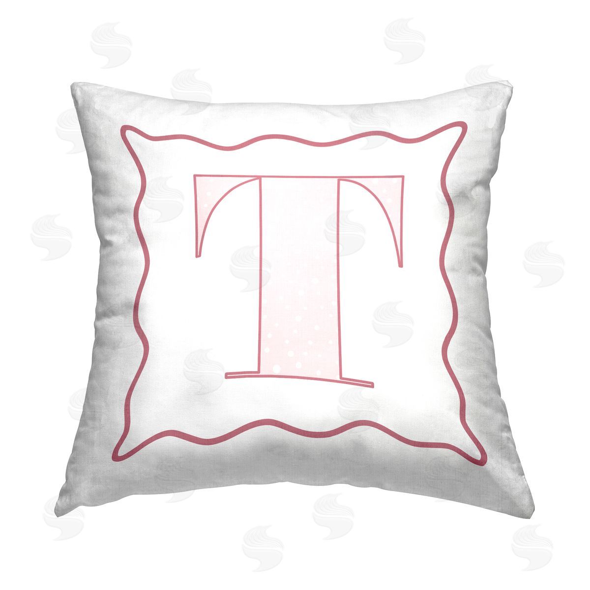 Stupell Studio Patterned Pink T Initial Printed Plush Polyester Throw Pillow