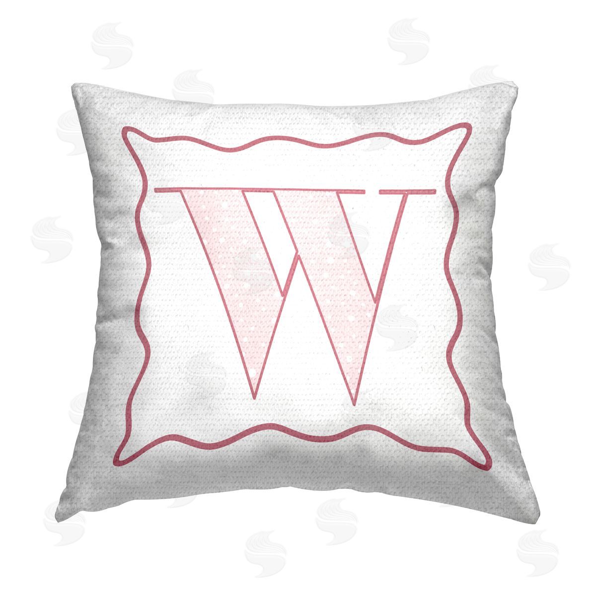Stupell Studio Pink W Patterned Initial Outdoor Quick-Dry Polyester Printed Throw Pillow
