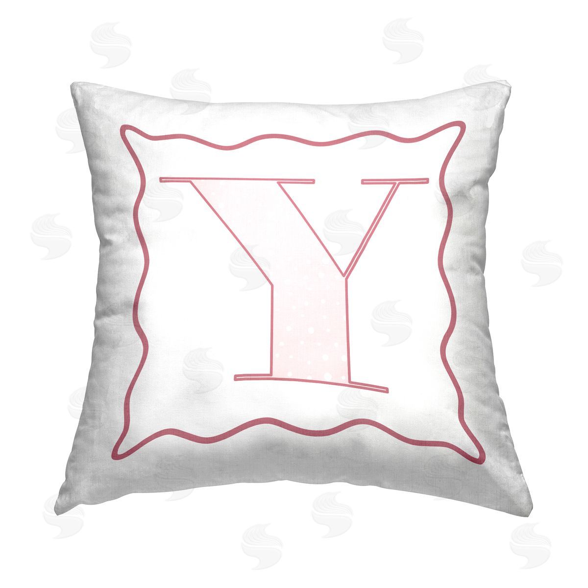 Stupell Studio Pink Y Patterned Alphabet Printed Plush Polyester Throw Pillow