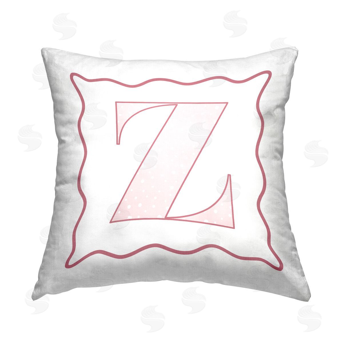 Stupell Studio Pink Patterned Z Initial Printed Plush Polyester Throw Pillow