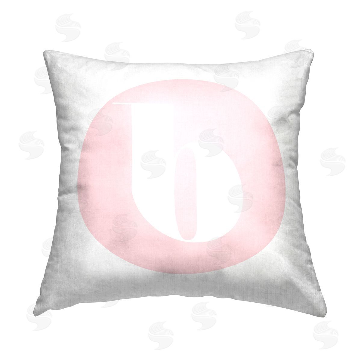 Stupell Studio Pink B Lowercase Initial Printed Plush Polyester Throw Pillow