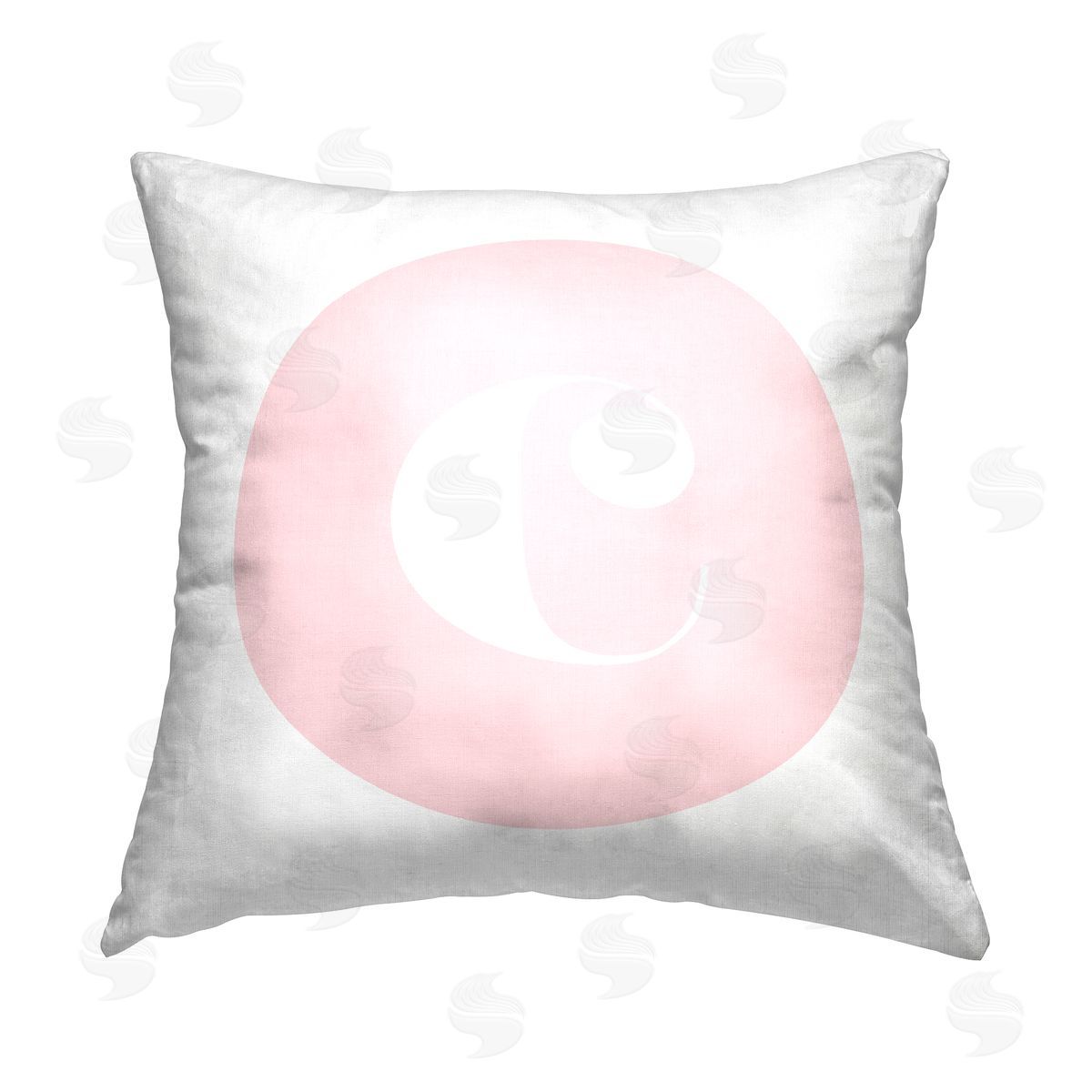 Stupell Studio Pink C Name Initial Printed Plush Polyester Throw Pillow