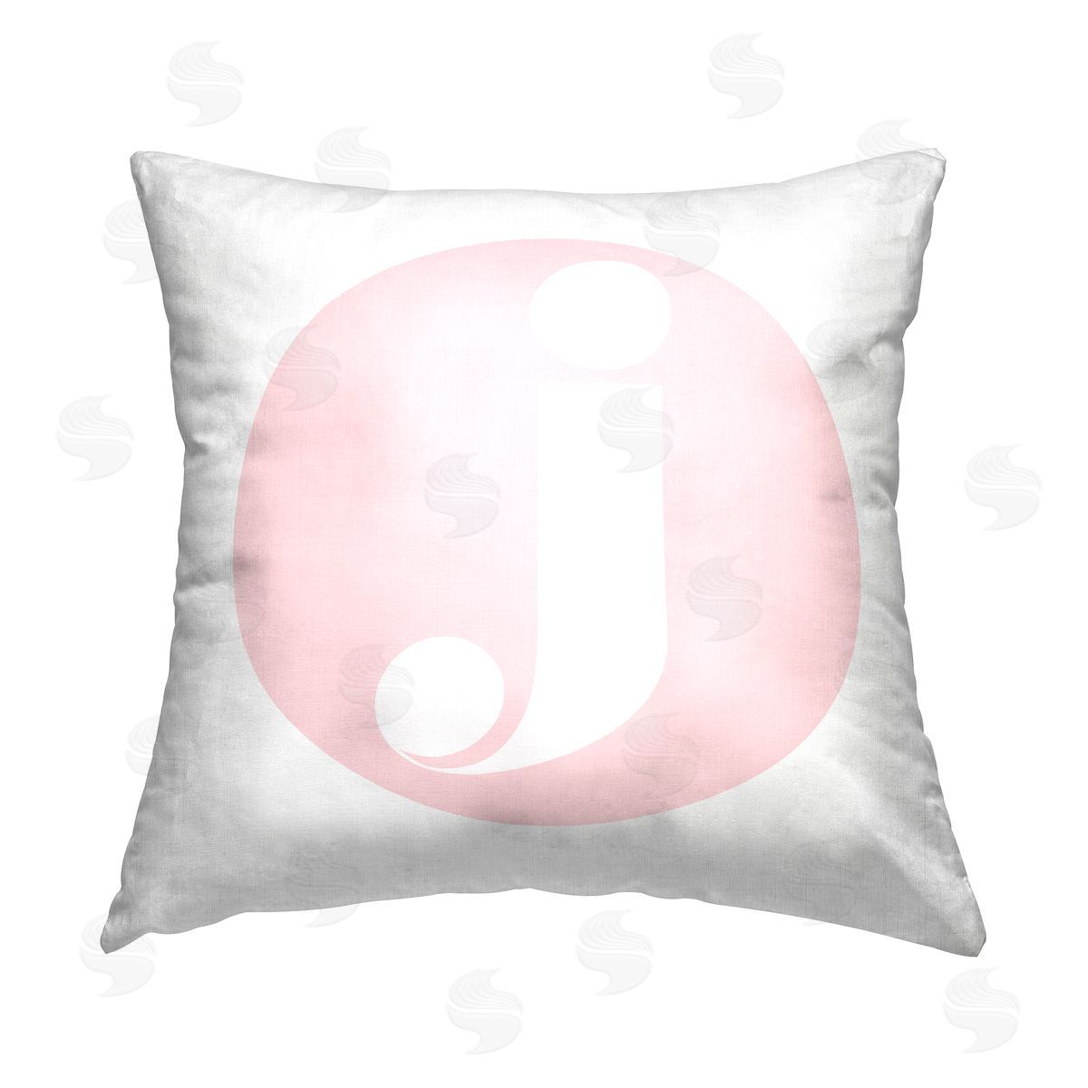 Stupell Studio Pink J Name Letter Printed Plush Polyester Throw Pillow