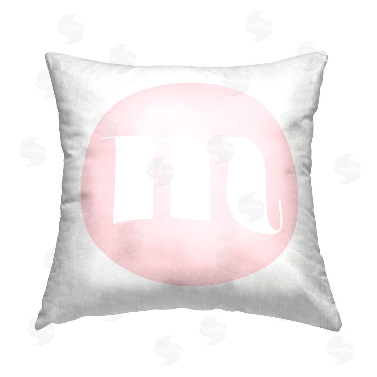 Stupell Studio Pink M Alphabet Letter Printed Plush Polyester Throw Pillow
