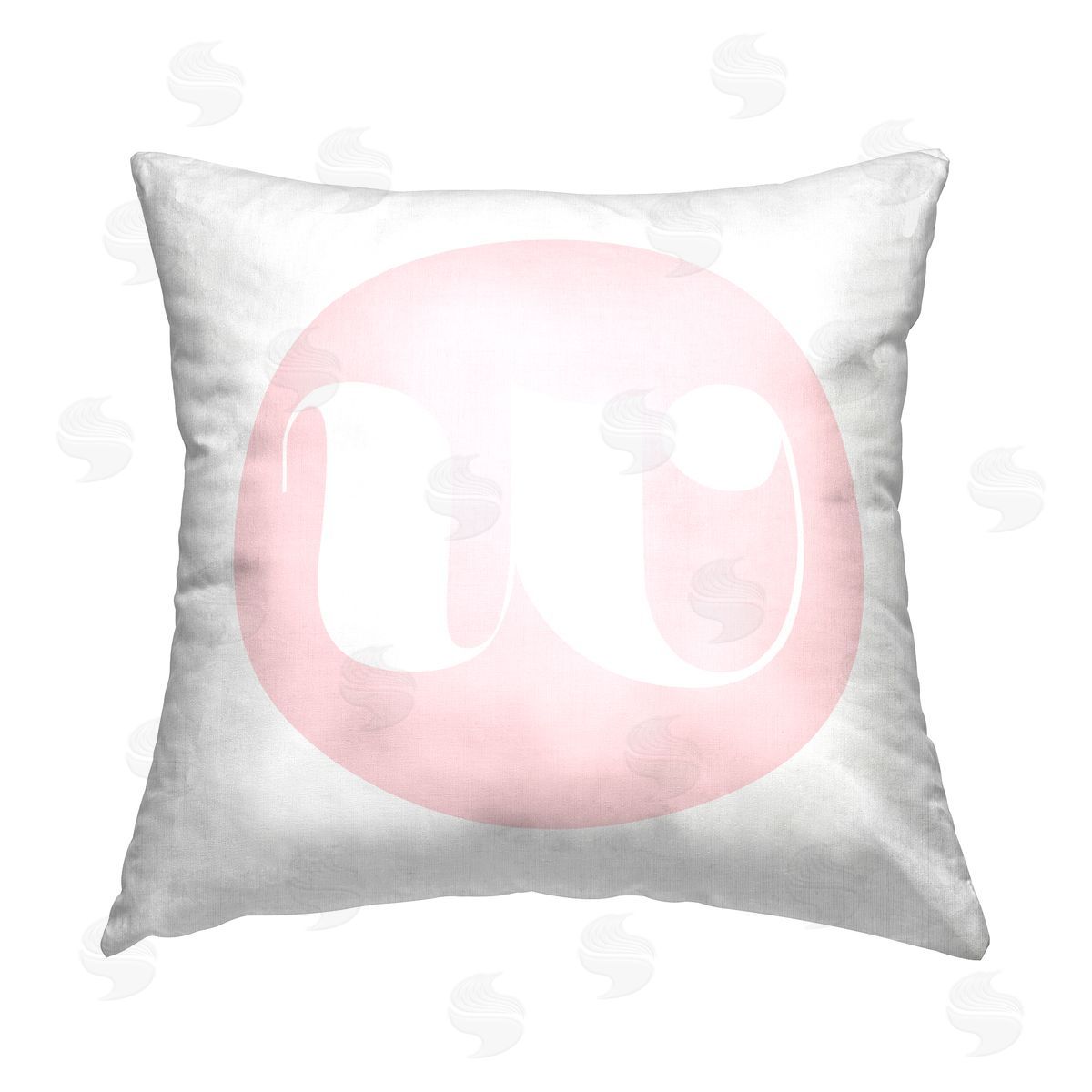 Stupell Studio Pink W Initial Letter Printed Plush Polyester Throw Pillow