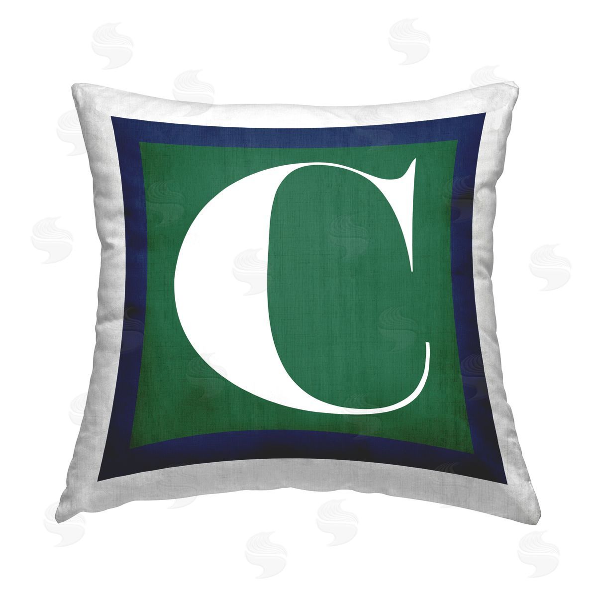 Stupell Studio Green C Name Initial Printed Plush Polyester Throw Pillow