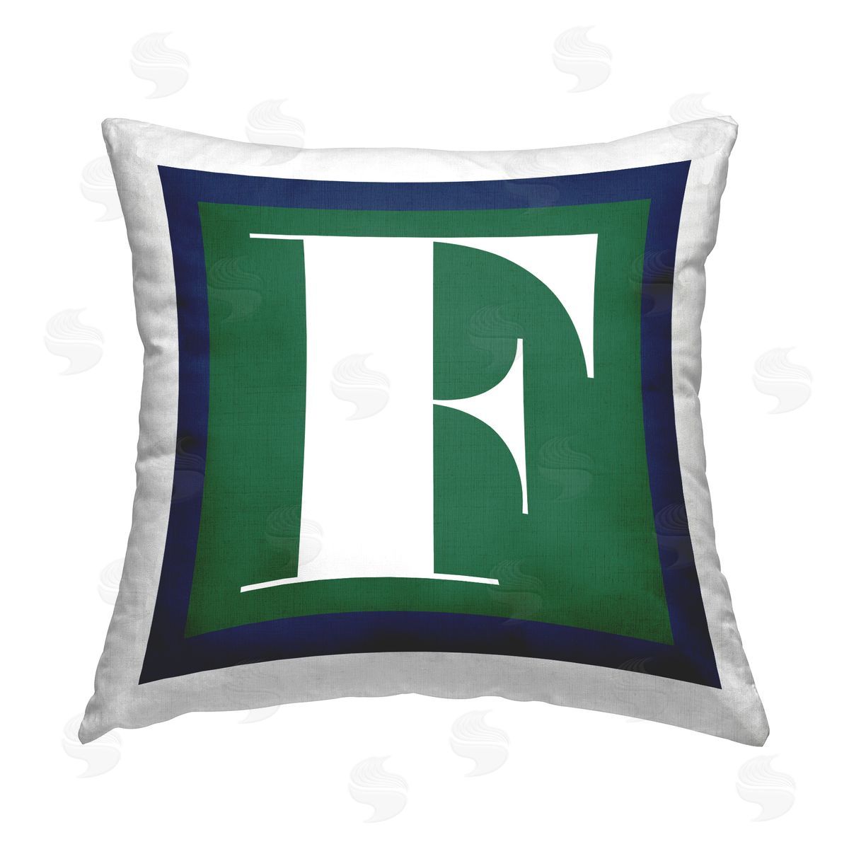 Stupell Studio Green F Letter Initial Printed Plush Polyester Throw Pillow