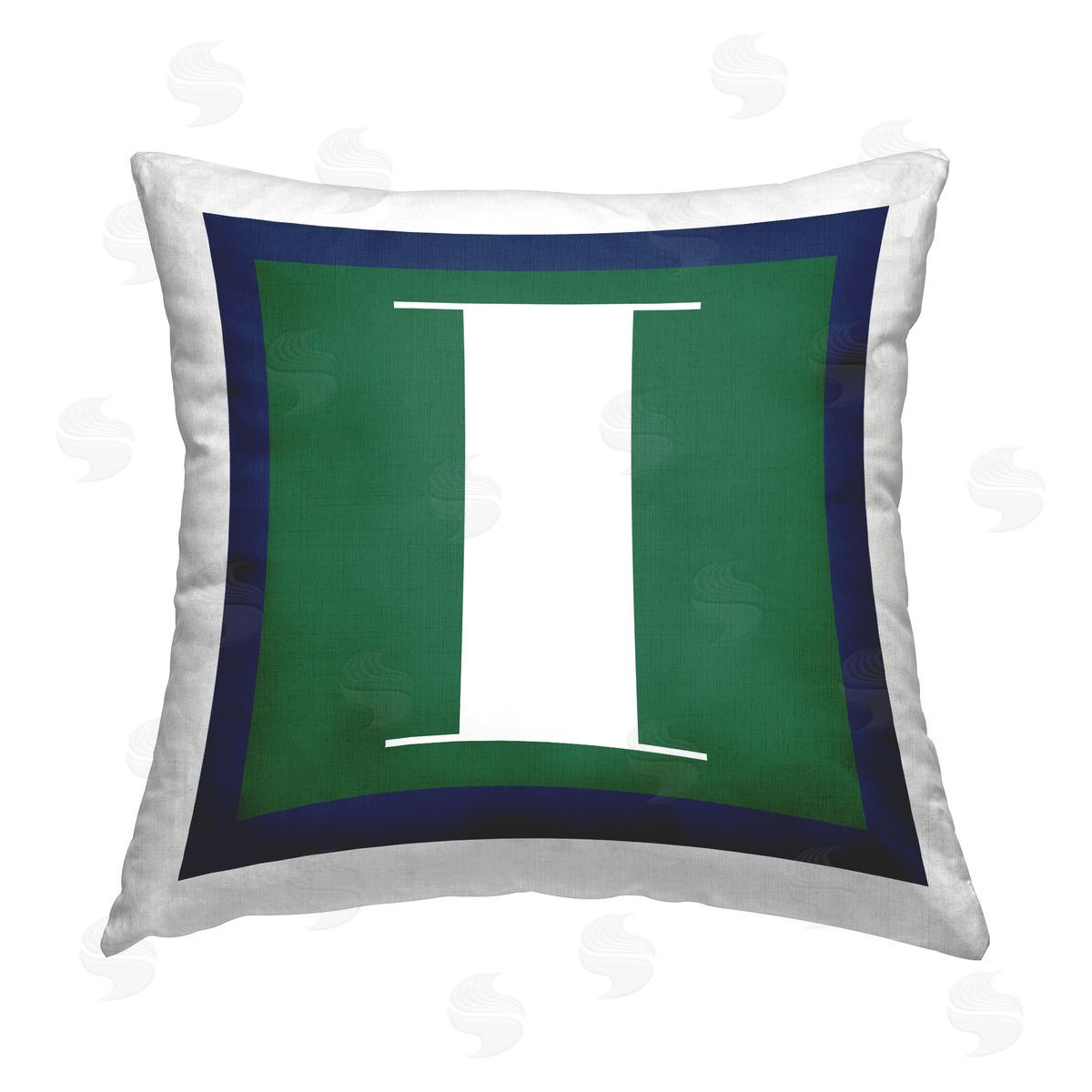 Stupell Studio Green I Name Initial Printed Plush Polyester Throw Pillow