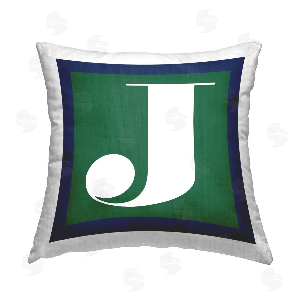Stupell Studio Green J Name Initial Printed Plush Polyester Throw Pillow