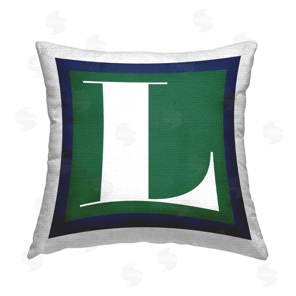 Stupell Studio Green L Name Initial Outdoor Quick-Dry Polyester Printed Throw Pillow