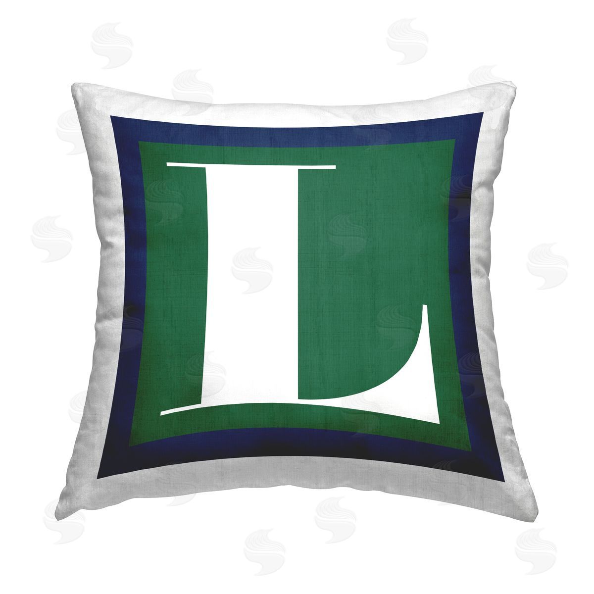 Stupell Studio Green L Name Initial Printed Plush Polyester Throw Pillow