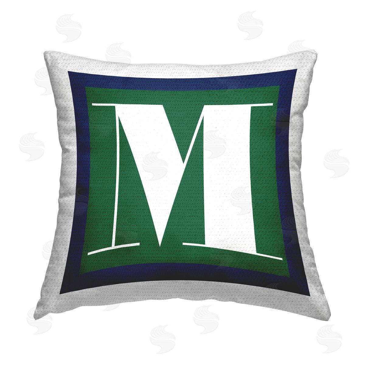 Stupell Studio Green M Name Letter Outdoor Quick-Dry Polyester Printed Throw Pillow