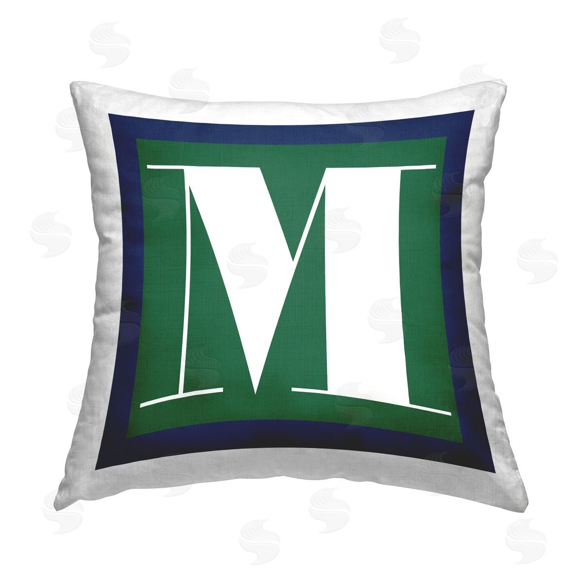 Stupell Studio Green M Name Letter Printed Plush Polyester Throw Pillow